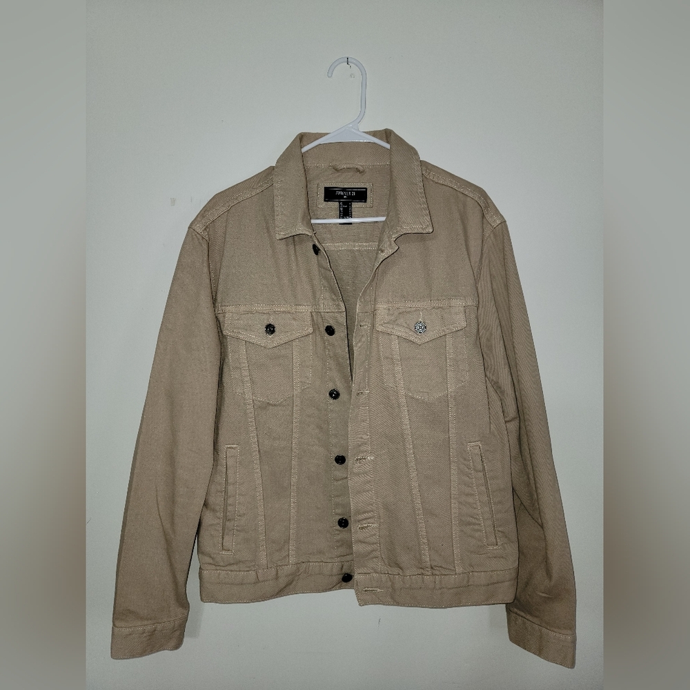 Forever 21 Tan Men's Button up Jean Material jacket